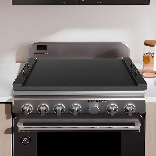 Sevenjungle Noodle Board Stove Cover, 29.5" x 22" Wood Stove Top Covers with Handles for Electric & Gas Stoves, Easy to Clean Dual Purpose Kitchen Organizer. (Black)
