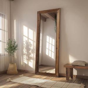Full Length Mirror, 64"x21" Wood Frame Floor Mirror, Color Wood
