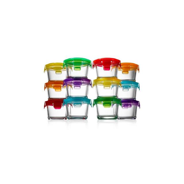 NutriChef 12 Pcs. Mini High Borosilicate Glass Round Meal-Prep Containers with Airtight Lid, 4oz