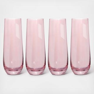 Rouge Lustre Stemless Flute, Set of 4