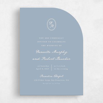 Blue Half arch Wedding Invitation - Dolores Portrait
