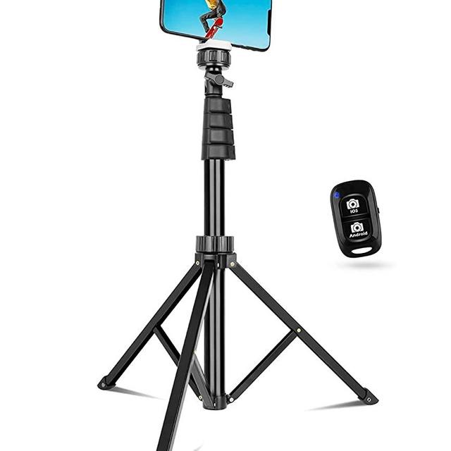 62" Phone Tripod & Selfie Stick, Sensyne Extendable Cell Phone Tripod Stand with Wireless Remote and Phone Holder, Compatible with iPhone Android Phone, Camera