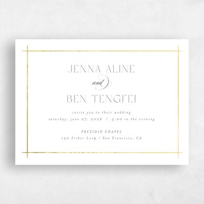 White Wedding Invitation - Mecca Landscape Foil