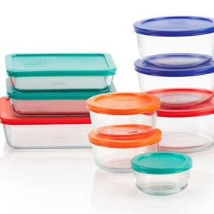 Pyrex Simply Store 9-Pack Mixed Sized Glass Food Storage Set, Round & Rectangular