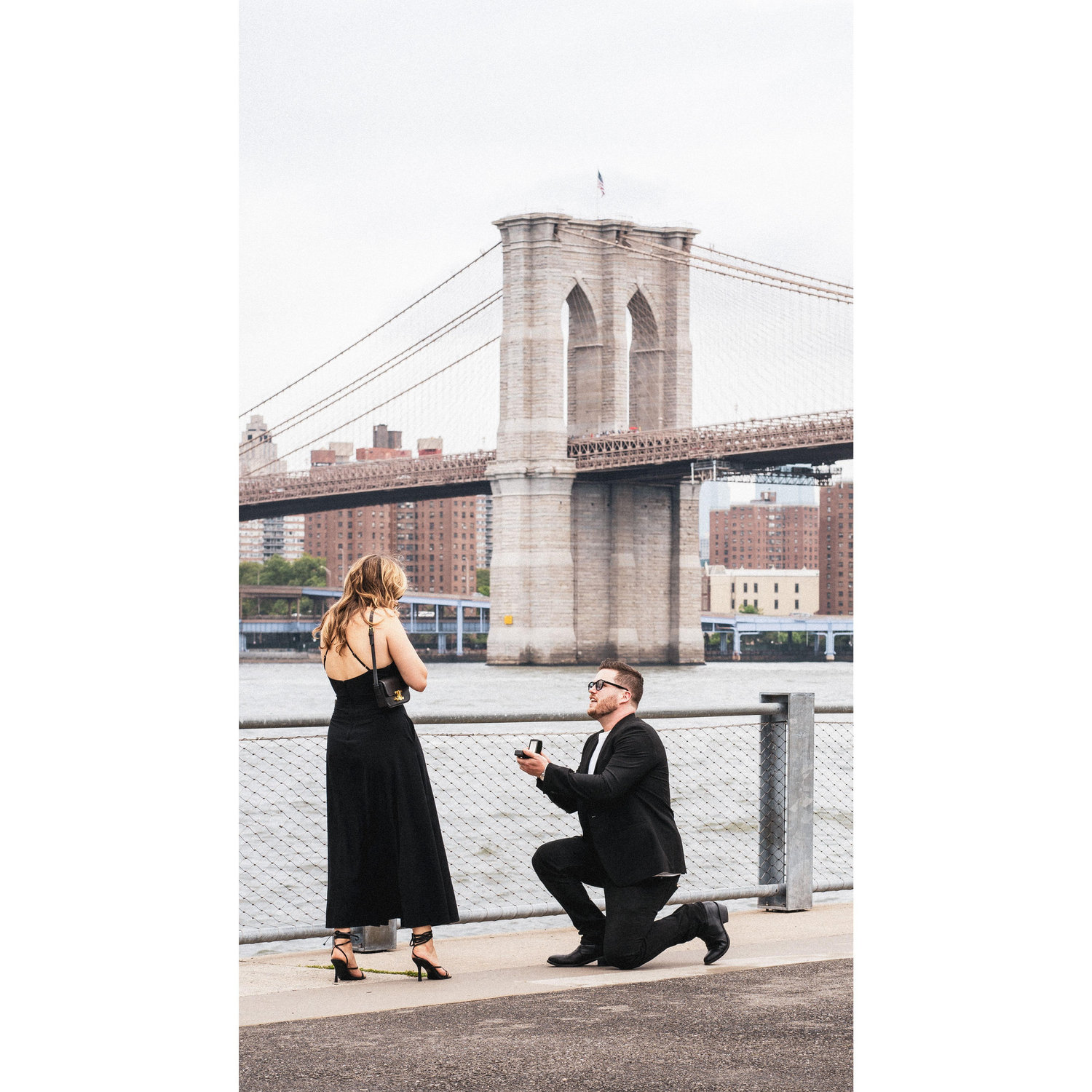Michael thinks of every detail when it comes to planning surprises. He proposed at just the right angle to have the Brooklyn Bridge in the background - a landmark symbolic to our relationship.