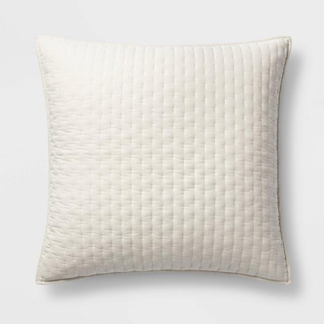 Euro Cashmere Blend Quilted Pillow Sham Natural - Casaluna™
