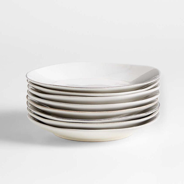 Marin White Stoneware Salad Plates, Set of 8