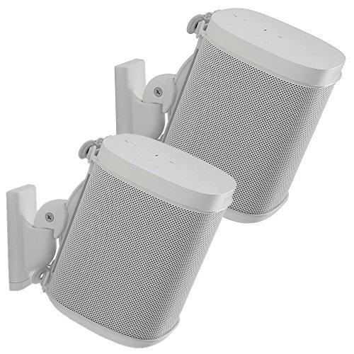 Sanus Adjustable Sonos Wall Mount for Sonos One, Play:1, Play:3 - Tool Free Tilt Swivel Adjustments for Best Audio - Pair (White)