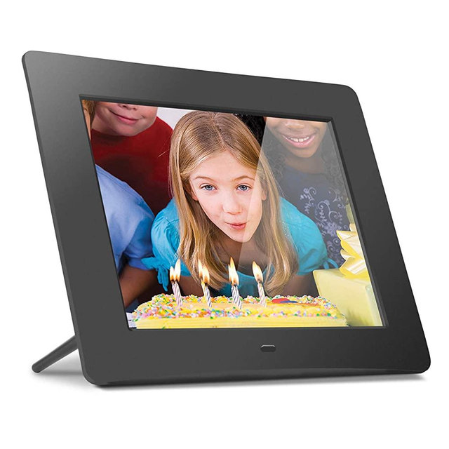 Aluratek 8" LCD Digital Photo Frame w/4GB Built-In Mem & USB SD/SDHC Support (ADMPF108F) , Black