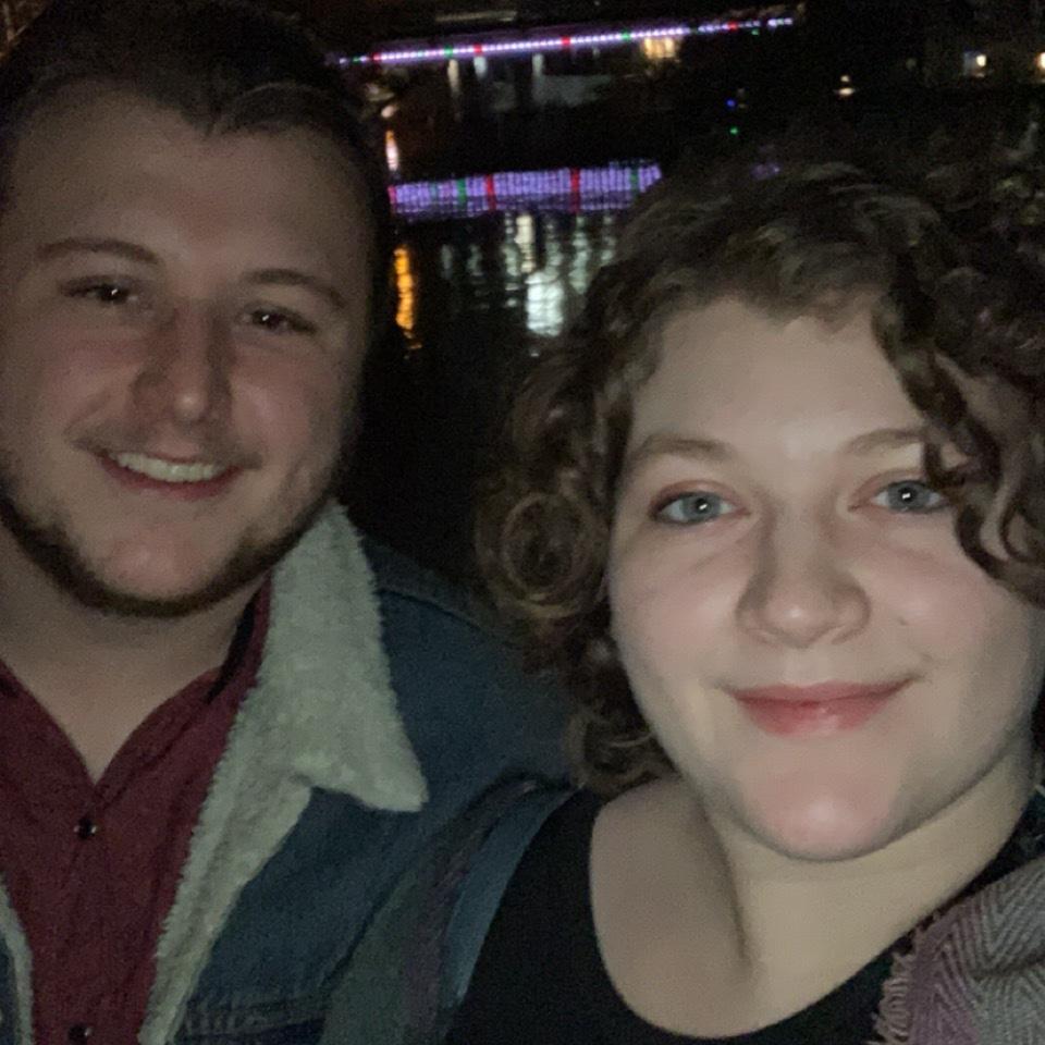 We took this photo on the roof of our hotel overlooking the River Walk. It was our one year anniversary