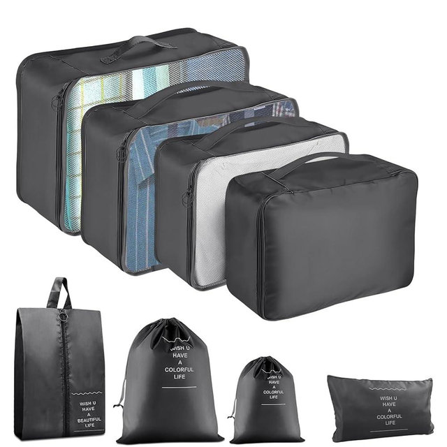 YEEYAA 8 Set Packing Cubes for Suitcases, Compression Luggage Organizer for Travel Essentials, Large Mesh Packing Cubes