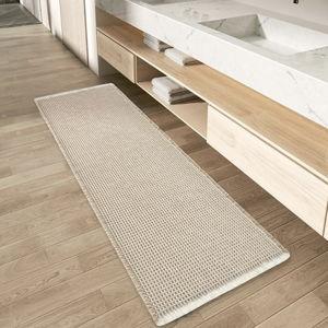 AMOAMI Upgraded Waffle Runner Rug Super Absorbent Non Slip Bath Mats for Bathroom Machine Washable Bathroom Runner Rug with Tassels, Ideal for Hallway Bedroom Laundry Room, 2' x 6', Brown & Cream