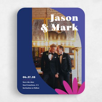 Pink Rounded Wedding Save the Date - Peoria Photo