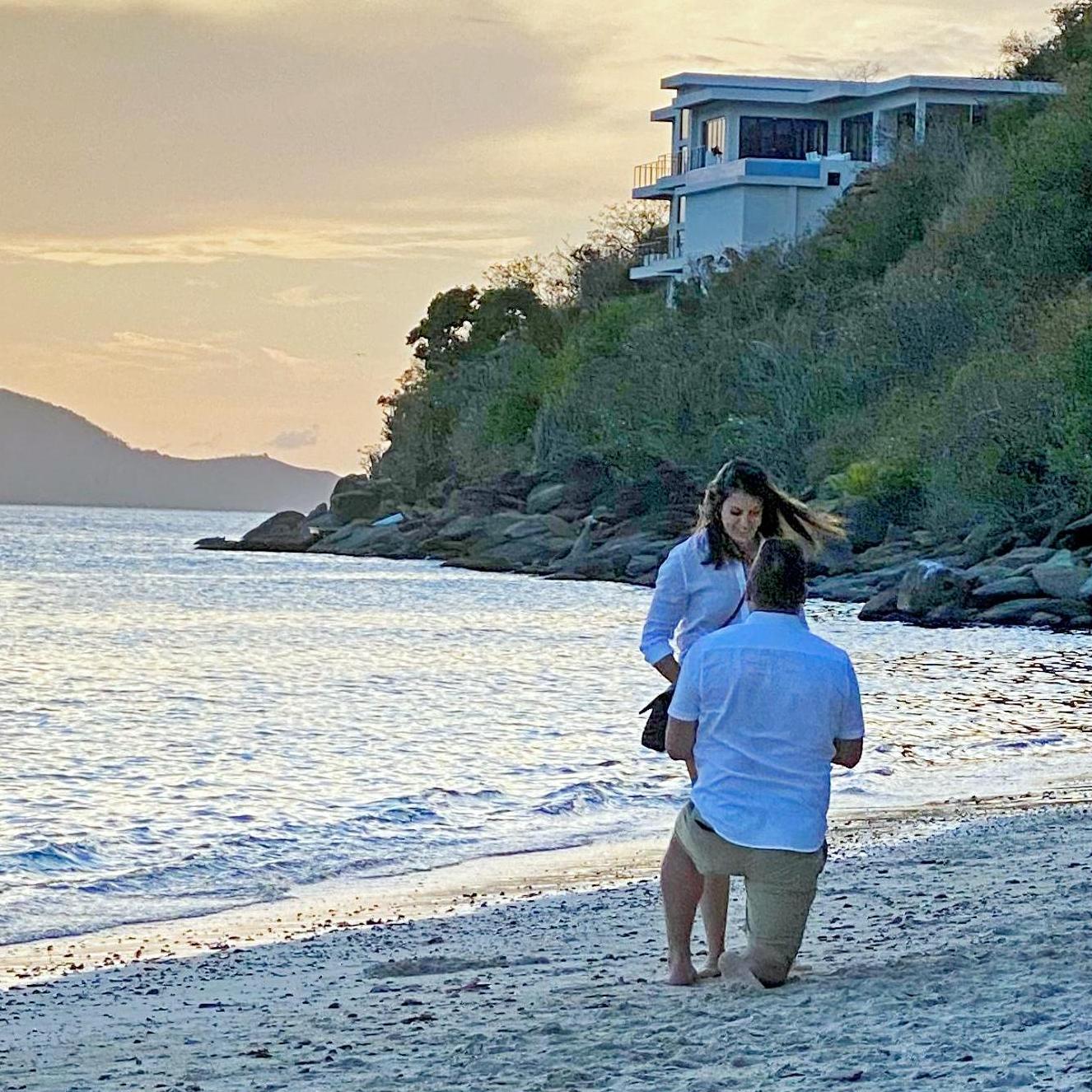 Nicole said YES on the beach of Meghan's Bay in St Thomas