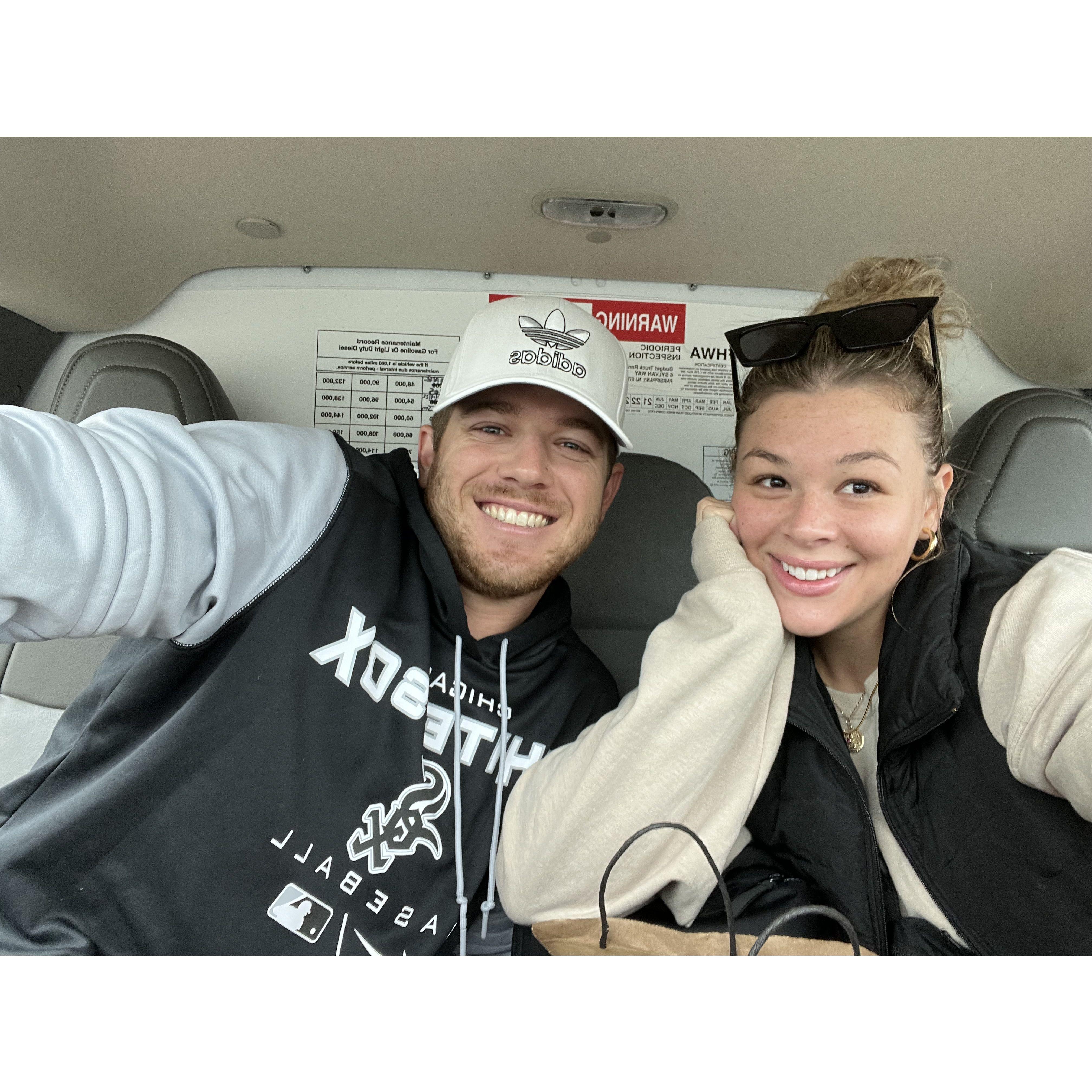 In the moving van to our first apartment in Raleigh