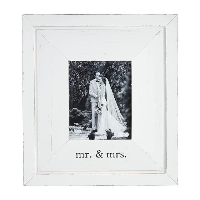 Mud Pie 8 x 10 Mr. And Mrs. Wedding Wood Frame, White