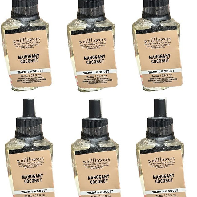 Bath and Body Works Wallflower Refills Home Fragrance - Pack of 6 (Mahogany Coconut)