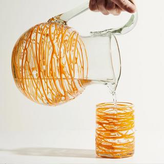 Mexican Handblown Swirl Glass Pitcher