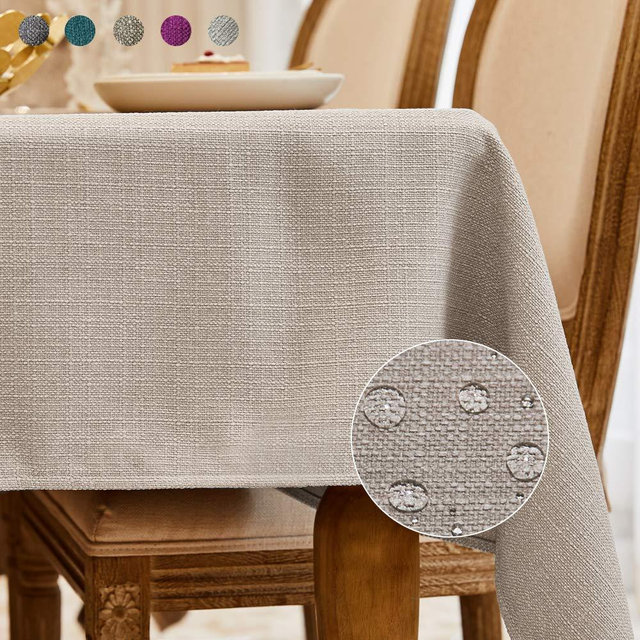 BALCONY & FALCON Rectangle Linen Tablecloth Heavy Weight Classic Table Cloth Washable 55 x 95 Inch Wrinkle and Water Resistant SquareTable Cover for Indoor and Outdoors