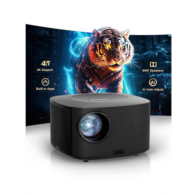 Projector-4K with WiFi and Bluetooth:[60W Dolby Audio/AI Auto Focus/Official Licensed Apps], Outdoor-Projector with Smart OS 2.0 ,ONOAYO ONO5Pro 2.0 Smart Movie Projector for Indoor/Outdoor