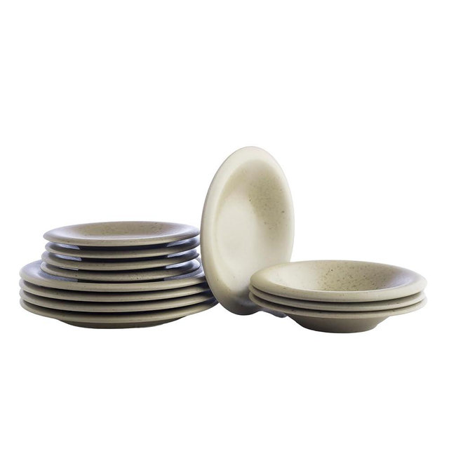 Porto by Stone Lain Aro 12-Piece Premium Kitchen & Dining Dinnerware Set Stoneware, Green Matte, Crafted in Portugal, Dishwasher and Microwave Safe Scratch-Resistant Dish Set for 4