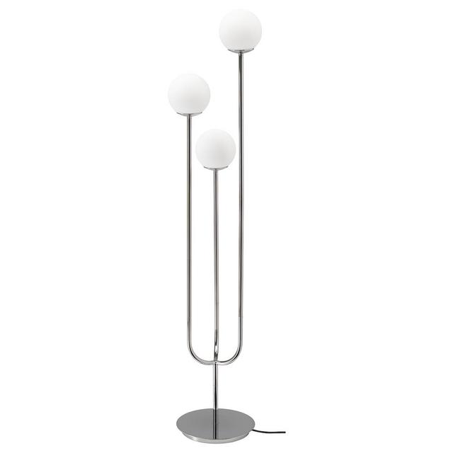 SIMRISHAMN Floor lamp, chrome plated/opal glass