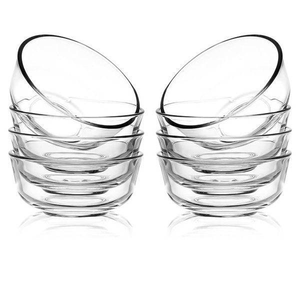 NUTRIUPS 4.5in Glass Bowls - Set of 6 Small Clear Glass Dessert & Prep Bowls, 10oz, Ideal for Dipping Sauces