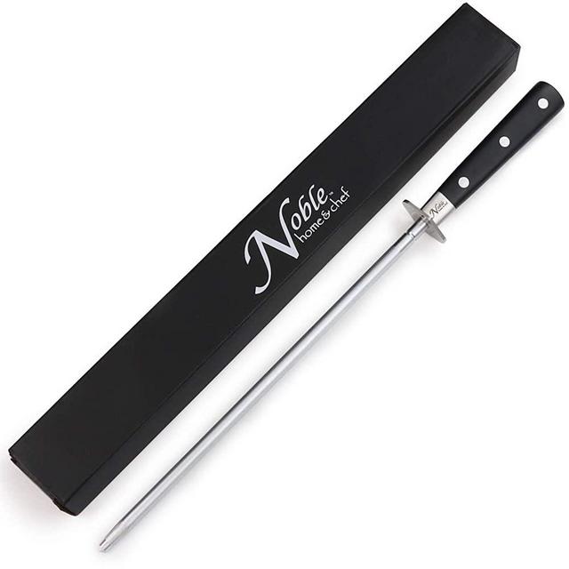 Professional Knife Steel Magnetized for Safety. Our Honing Rod Has an Oval Handle for a Firm Grip and is Built For Daily Use, Perfect for Chefs and Home Cooks Alike! (12", 3 Dot)