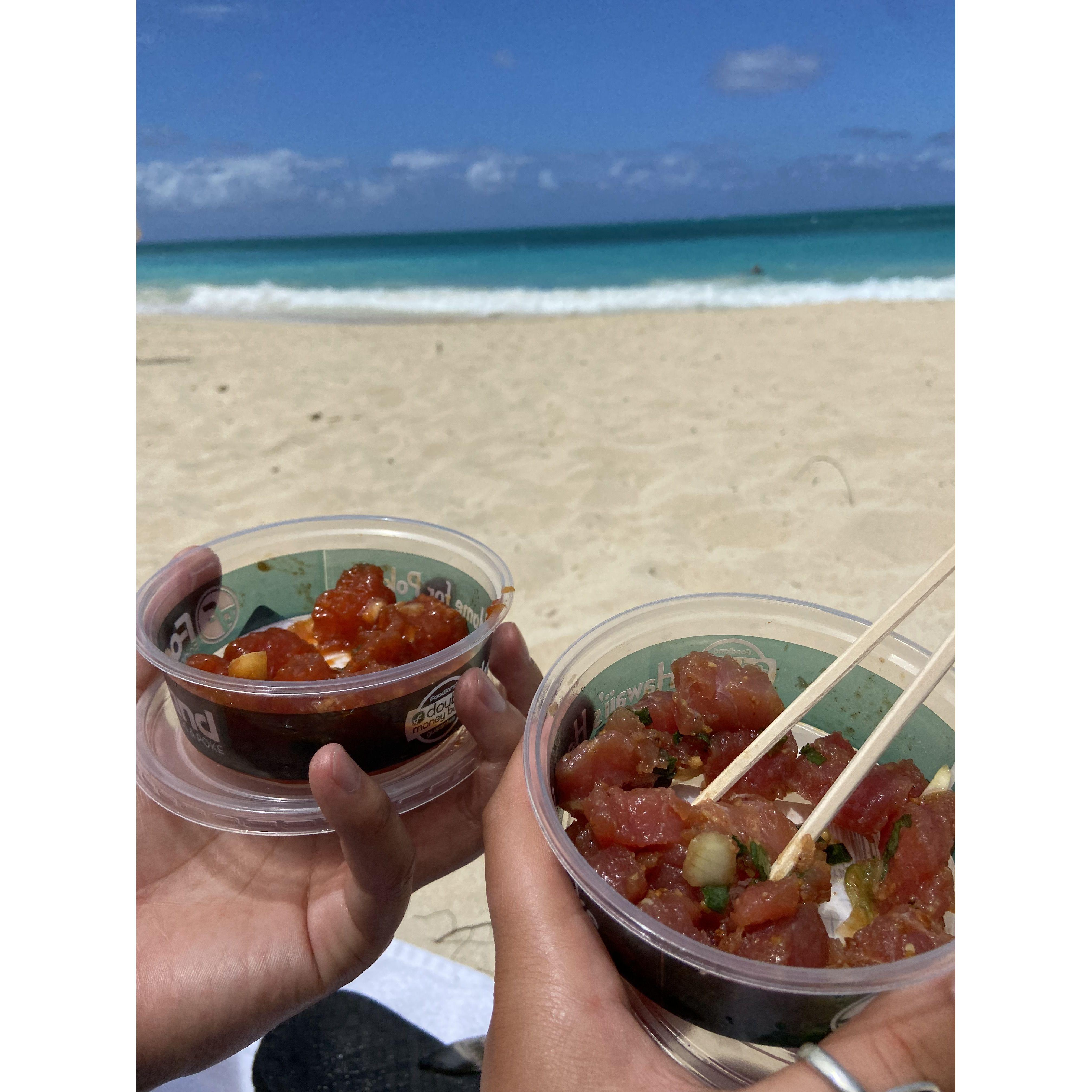 The moment we land in Hawaii Sam NEEDS fresh Ahi.