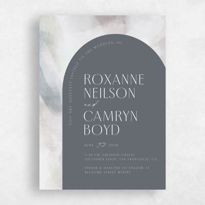 Midnight Gray, Grey Wedding Invitation - Coleridge Portrait