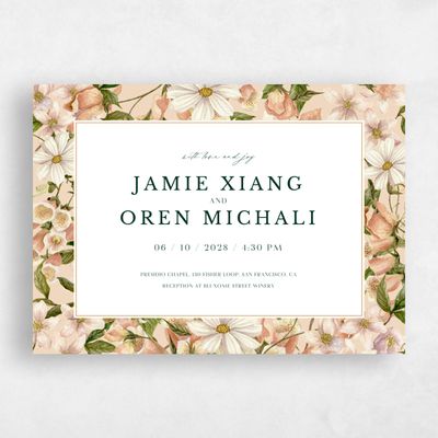 Beige Wedding Invitation - Foxglove Landscape