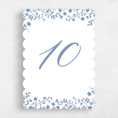 Blue Scalloped Wedding Table Number - Ysabeau