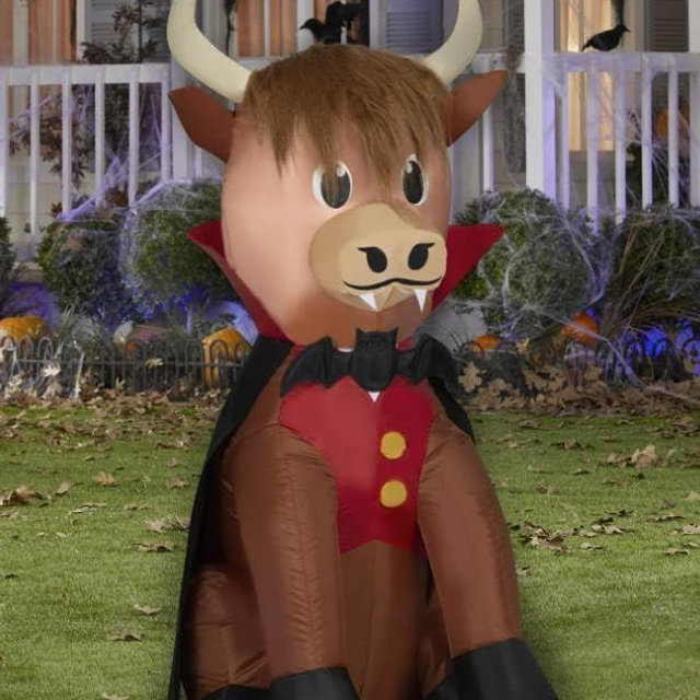 Halloween Vampire Highland Cow in Cape Inflatable 3.5 FT Indoor/Outdoor Yard Decoration