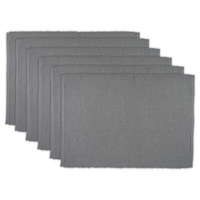 Set of 6 Wine Ribbed Placemat Gray - Design Imports