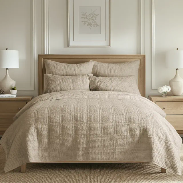 Cloud Waffle Taupe King Quilt Set - Levtex Home