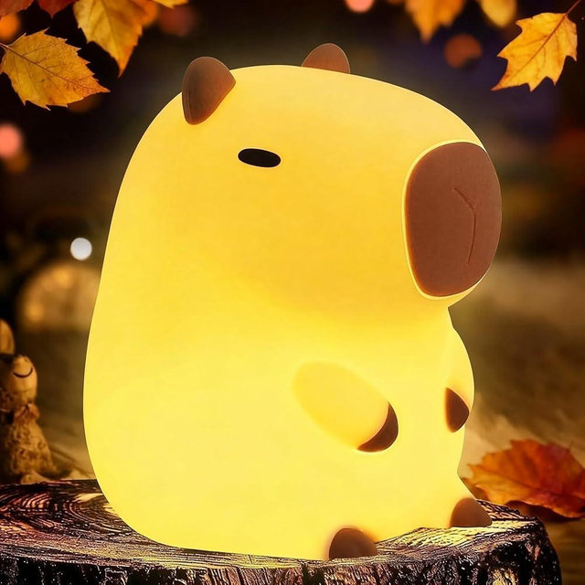 YR YRHH-PET Capybara Cute Night Light, Squishy Capybara Lamp Xmas Gifts Toys, Rechargeable LED Dimmable Silicone Nightlight for Kids, Funny Light Up Capibara, Baby Nursery College Dorm Fall Décor