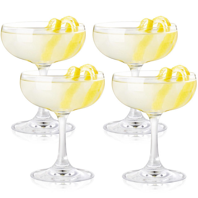 True Coupe Glasses Martini Daiquiri Manhattan Cocktail Barware Glass, 7 Oz, Set of 4, Clear