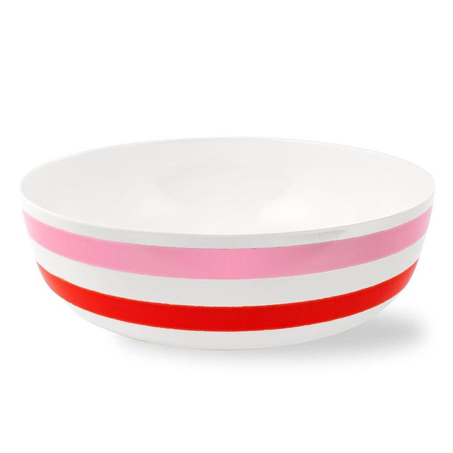 kate spade new york Large Melamine Serving Bowl, Dishwasher Safe, Outdoor Dining, Adventure Stripe
