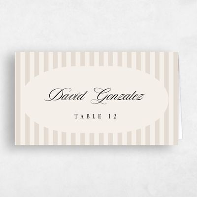 Linen, Beige Wedding Place Card - Madison