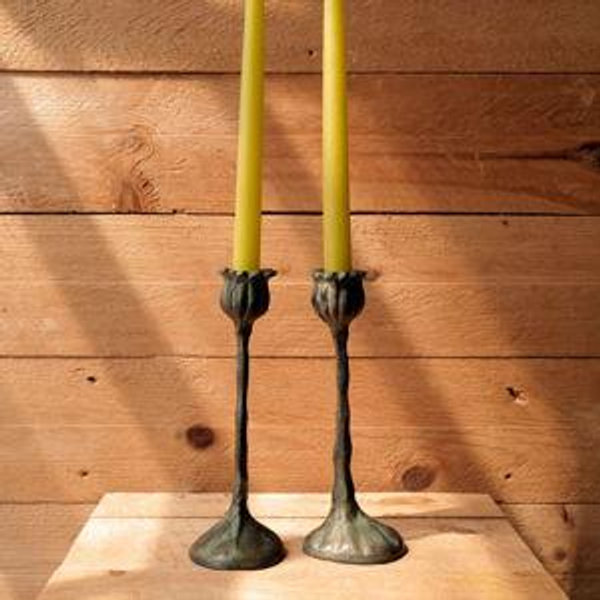 Bronze Botanical Candlesticks - Large poppy
