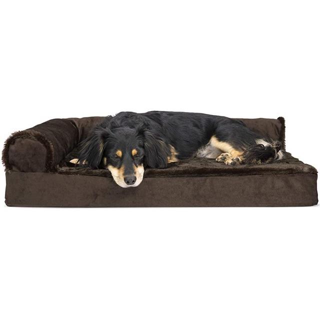 Furhaven Orthopedic CertiPUR-US Certified Foam Pet Beds for Small, Medium, and Large Dogs and Cats - Two-Tone L Chaise, Southwest Kilim Sofa, Faux Fur Velvet Sofa Dog Bed, and More