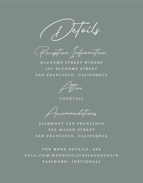 Burke | Calming Sage | Zola Wedding Enclosure Cards