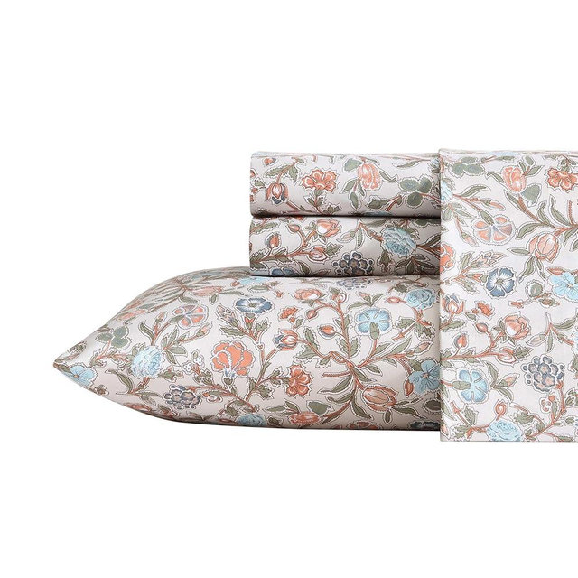 Wrangler - King Sheet Set, Silky & Lightweight Bedding Set, Floral Home Decor, Oeko-Tex Certified (Westward Floral Beige, King)