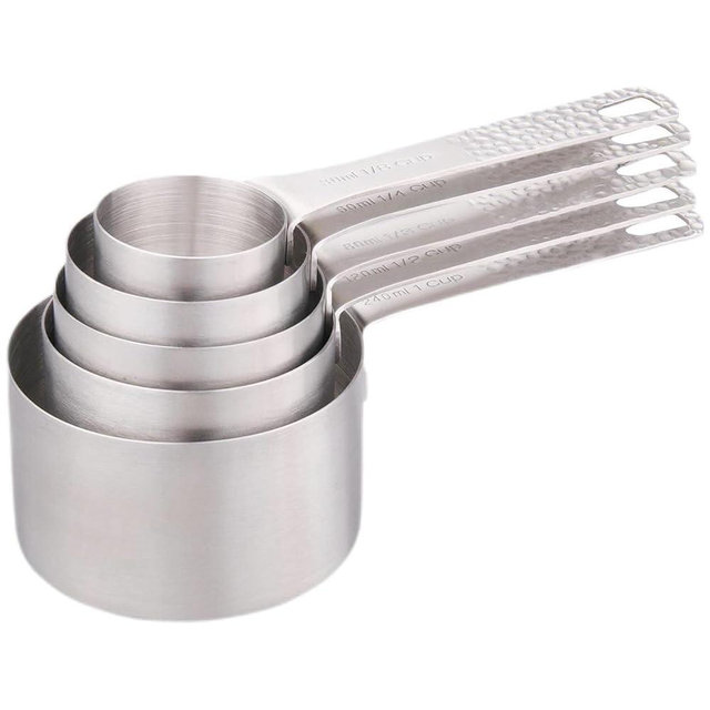 Smithcraft Measuring Cups Set of 5, 18/8 Stainless Steel Measuring Cups, Metric Measure Cups for Kitchen and Baking, Dry and Liquid Measurement Cups with 1/8, 1/4, 1/3, 1/2 &1 Measuring Cup