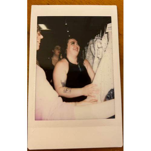 Rowan looking at wedding dresses, June 18th, 2023