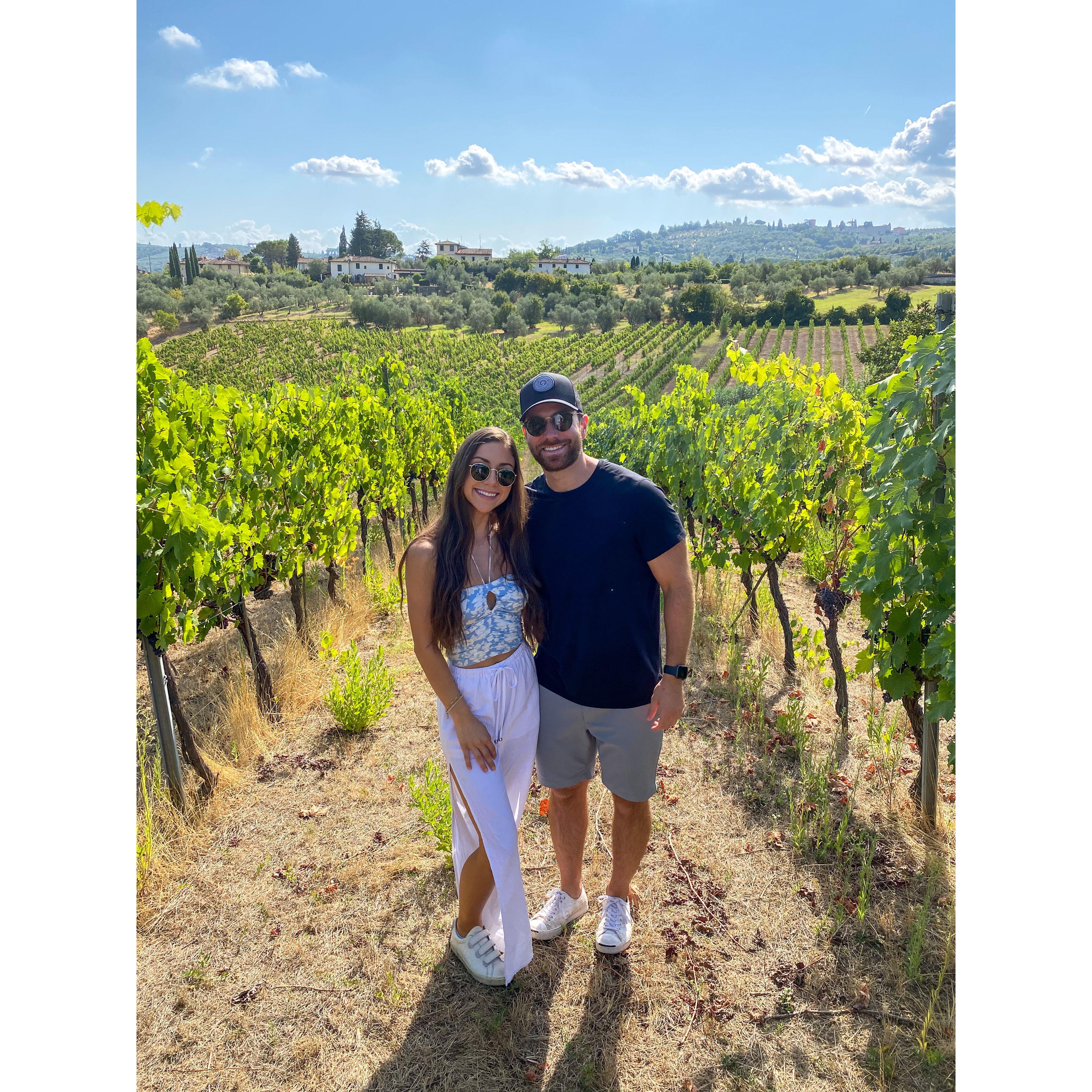 Wine tasting in the Chianti region of Tuscany.