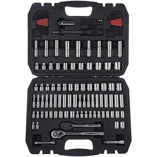 AmazonBasics Mechanic Socket Tool Kit Set With Case - Set of 123