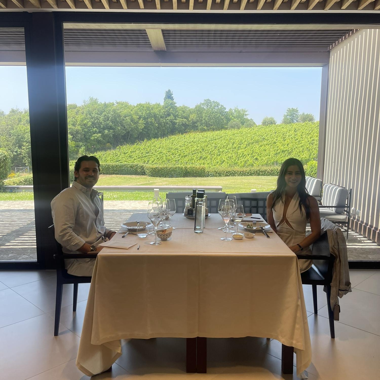 Wine tasting in Tuscany. We’re hoping that continuing our wine education together might just be the secret to a happy marriage!