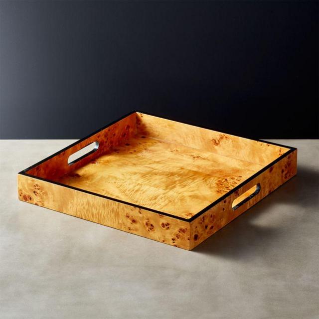 Burl Wood Square Tray