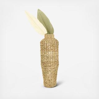 Handwoven Water Hyacinth & Rattan Floor Vase